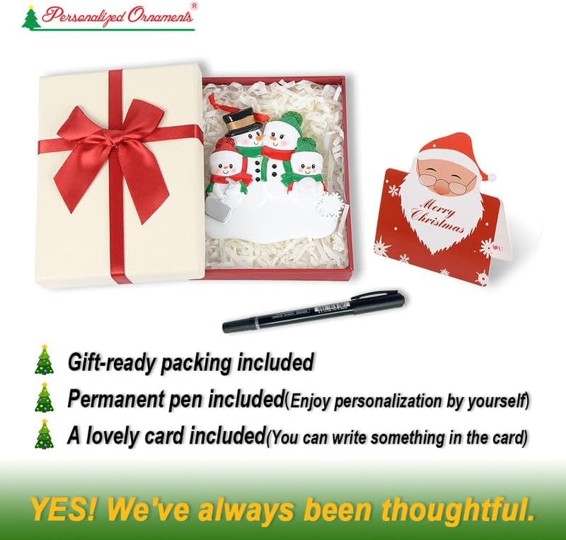 Personalized Bear Family Christmas Ornament 2024, Family of 4 Bear with Gift Box Ornaments for Christmas Tree, Personalized Bear Christmas Ornament, Unique Handmade Teddy Bear Christmas Ornament