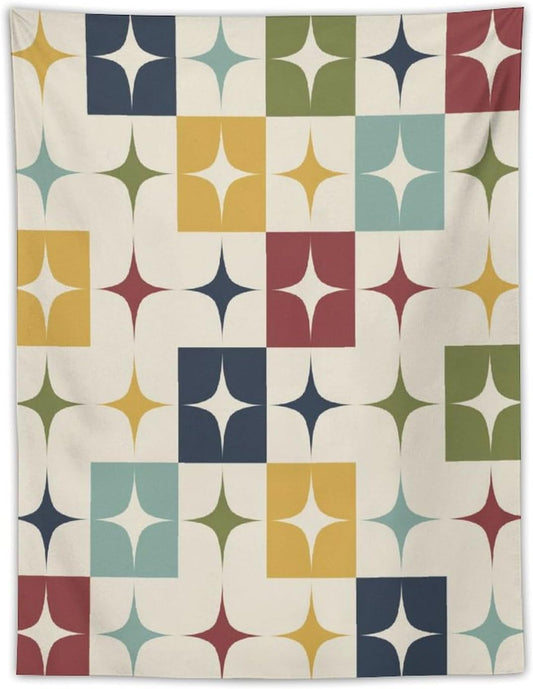 ICMOLYYENLO Boho Medieval Cat Tapestry, Abstract Atomic Starburst Geometric Aesthetic Art Wall Hanging For Bedroom Living Room Dormitory 30x40 Inches