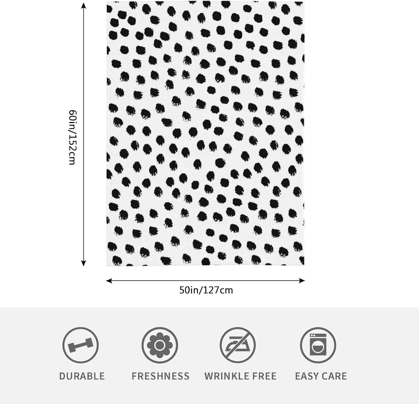 HGOD DESIGNS Polka DotsBlanket, Super Soft Brush Strokes Dots Throw Blanket 50"x60" Blanket for Bed Couch Chair Fall Winter Camping Living Room Office