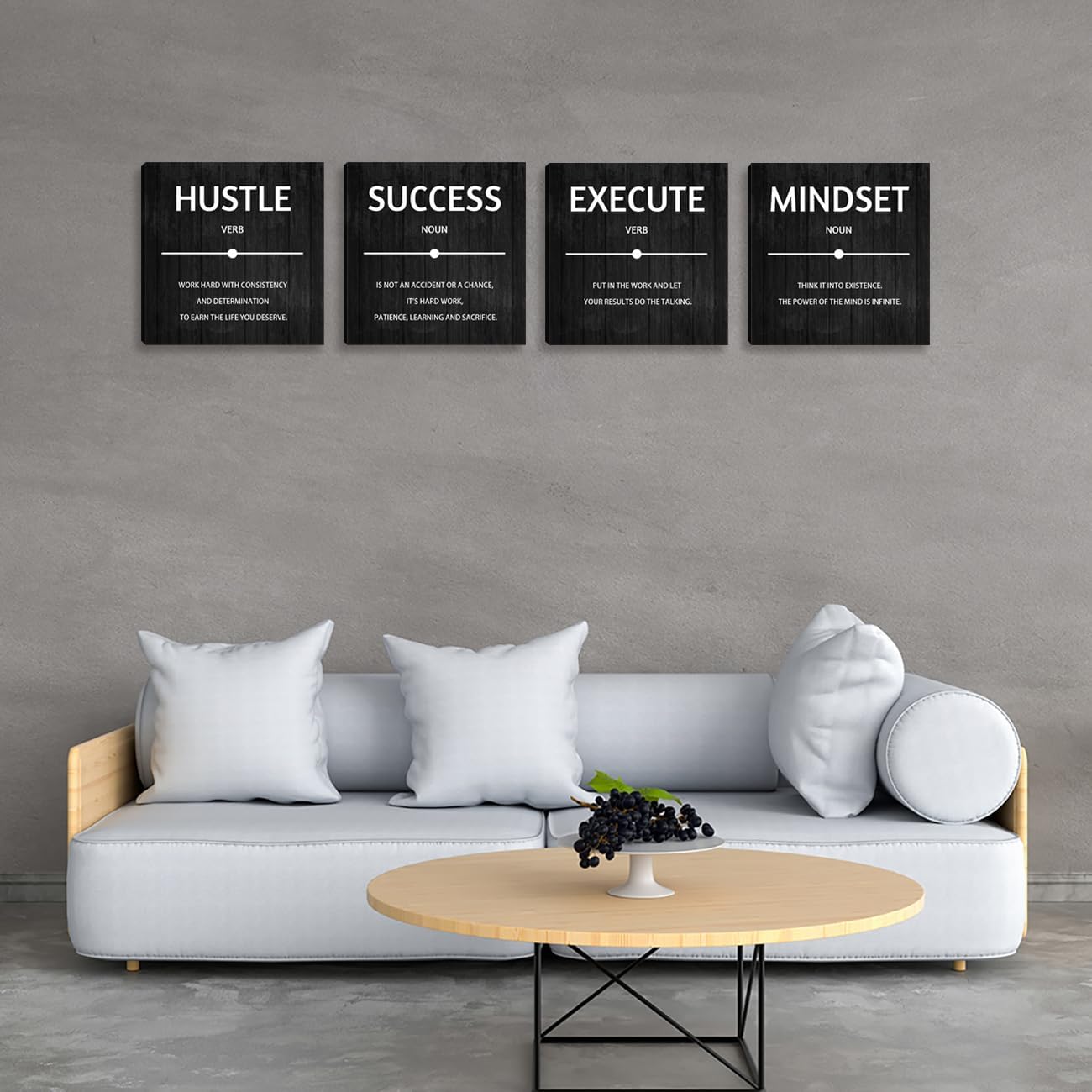 Motivational Wall Decor Inspirational Office Quotes for Living Room Bedroom Canvas Posters Painting 4 Pieces Wall Art Framed Modern Quotes Artwork Wall Decoration Home Decor Office Decor 12”X12”X4