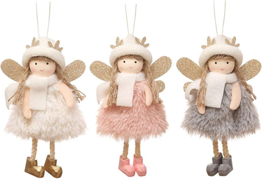 3pcs Christmas Angel Doll Decoration, Christmas Tree Hanging Ornaments, Thanksgiving Day Birthday Gifts, Fairy Presents, Tree Hanging Pendant, Home Party Ornament, Gift Toys for Kids