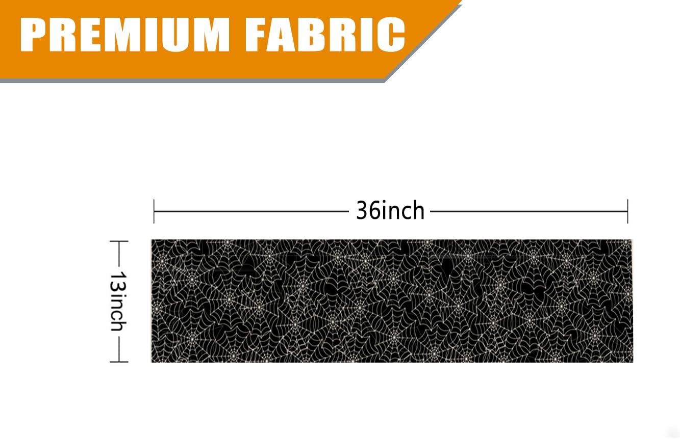 Halloween Table Runner Spider Web Black Linen Table Runners for Seasonal Holidays Indoor Outdoor Kitchen Dining Party Home Decor 13 x 36 Inch
