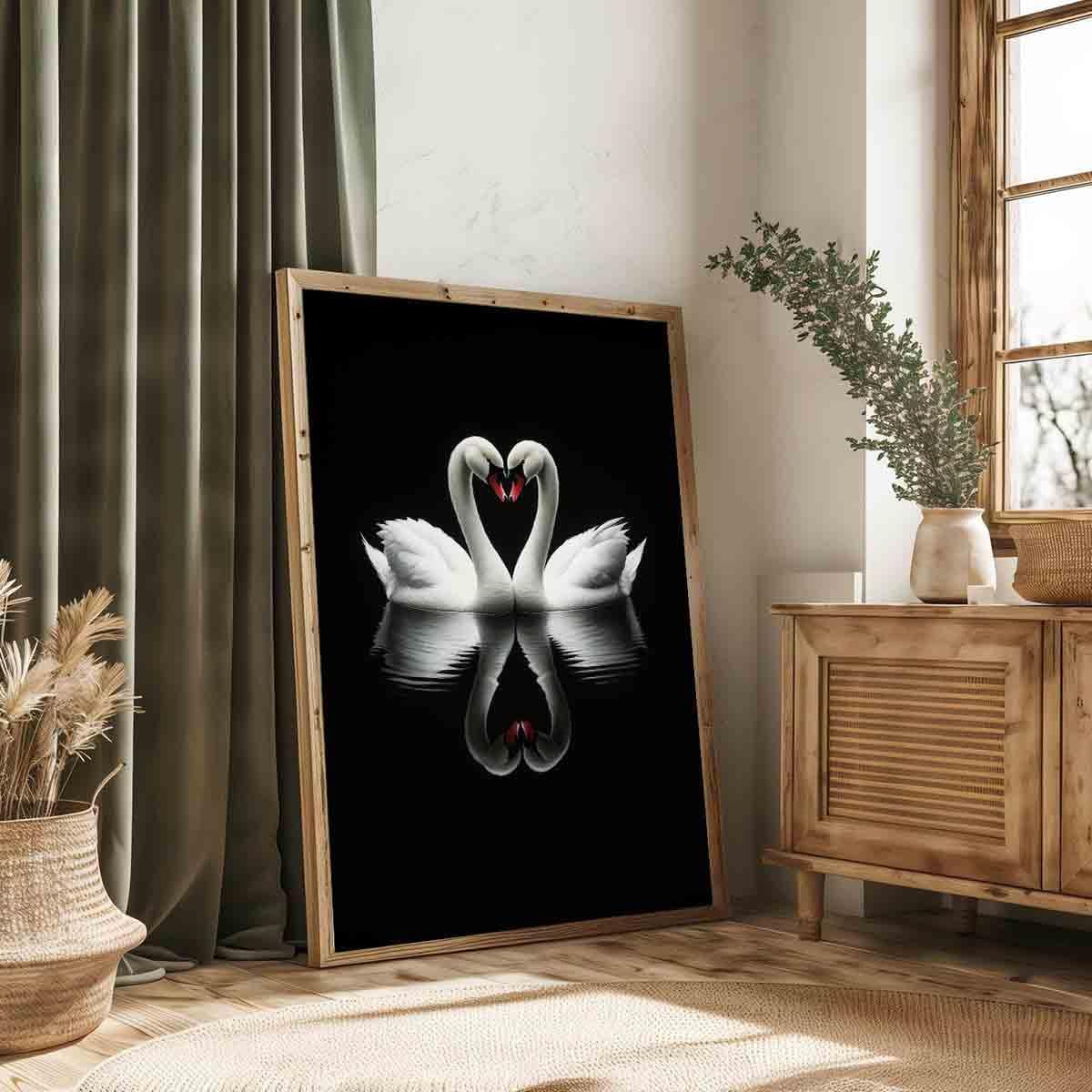 Swan Wall Art Vintage Swan Lake Painting Black And White Animals Wall Art White Bird Pictures Moody Painting Aesthetic Print Romantic Elegant Animal Print Antique Artwork Room Decor 16x24inch No Frame