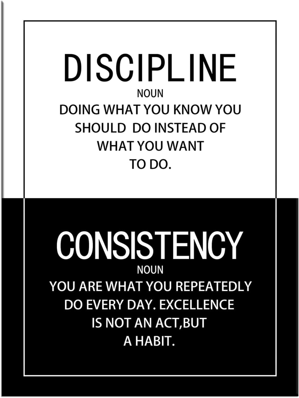 Inspirational Wall Art for Office Discipline Consistency Noun Motivational Posters Picture Prints Canvas Modern Home Decor Painting Artwork for Stretched and Framed Ready to Hang [30''W x 40''H]