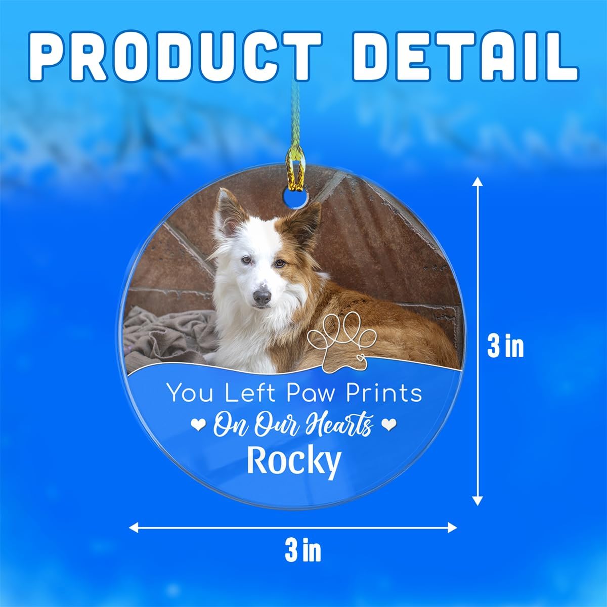 Pet Memorial Ornament Personalized Angel Dog Cat Photo Picture Acrylic Ornaments Custom Sympathy Keepsake Gifts Heaven Christmas Tree Bereavement Decoration Gift for Dogs Cats Moms Dads