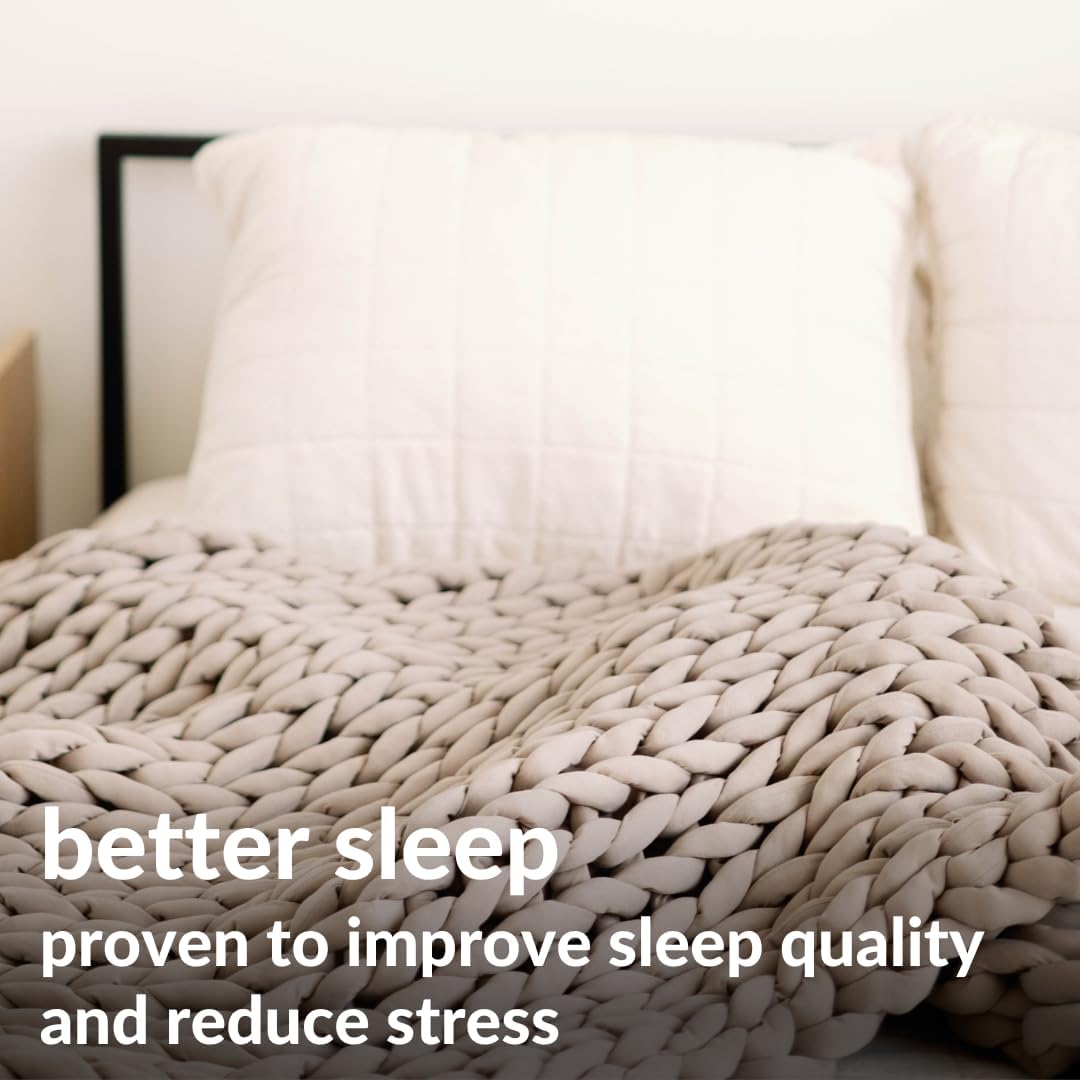 Nuzzie Chunky Knit Weighted Blanket - Breathable, Cooling, Hand Made Knit Throw Blanket for Sleep - Machine Washable, Stylish Decor Design (Taupe, Queen | 22lbs | 60"x80")