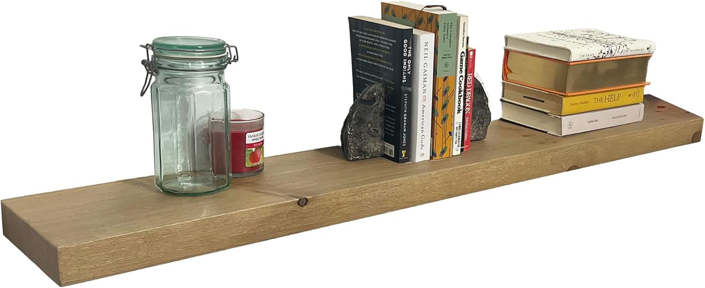 joelsantiques 54 Inch Wooden Floating Shelves for Wall - 54x8x2 in - Made of Natural Wood - Long Heavy Duty Rustic Wall Shelves for Bedroom - Perfect for Living Room, Kitchen - Natural