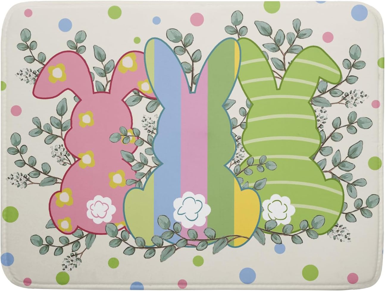 Easter Dish Drying Mat for Kitchen Counter Cute Bunny Rabbit Festival Holiday Seasonal Absorbent Reversible Microfiber Kitchen Countertop Protector Dishes Pad Large 18x24 inch