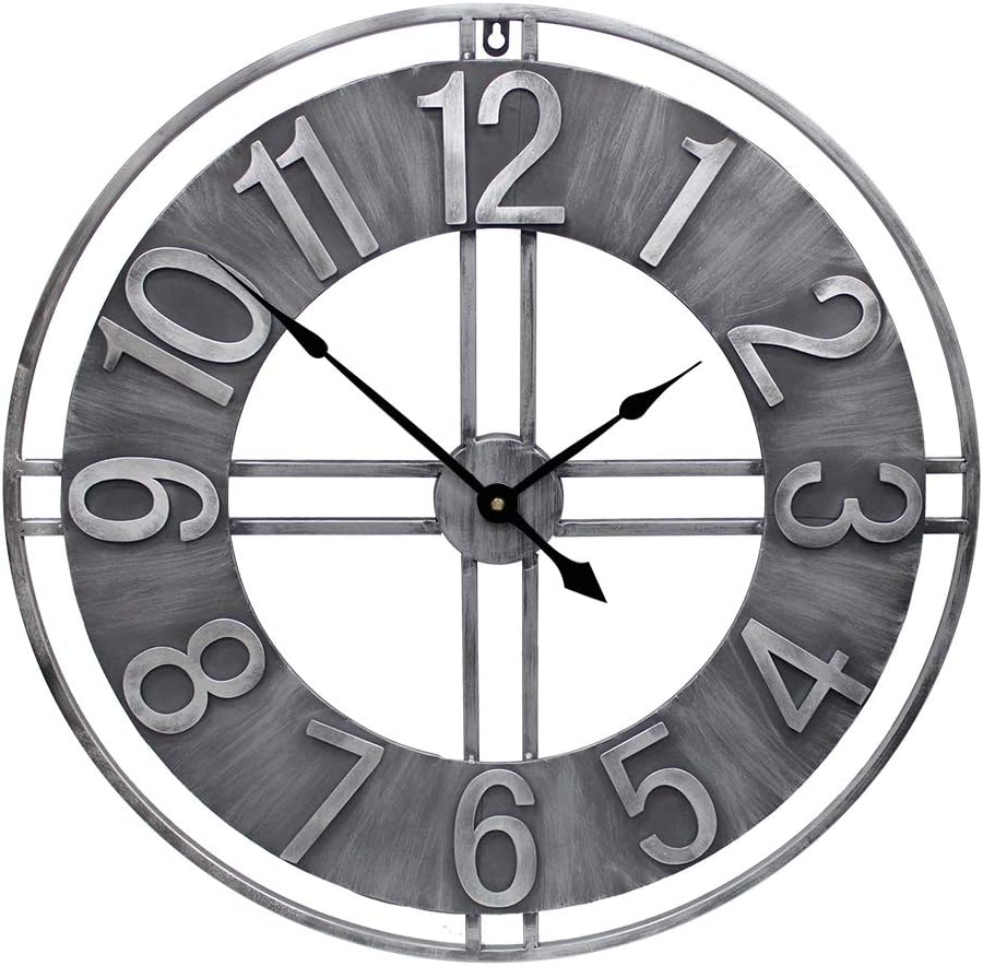 24 inch Large Wall Clock Decorative Metal Retro Oversized Clocks Decor for Home Farmhouse Living Room
