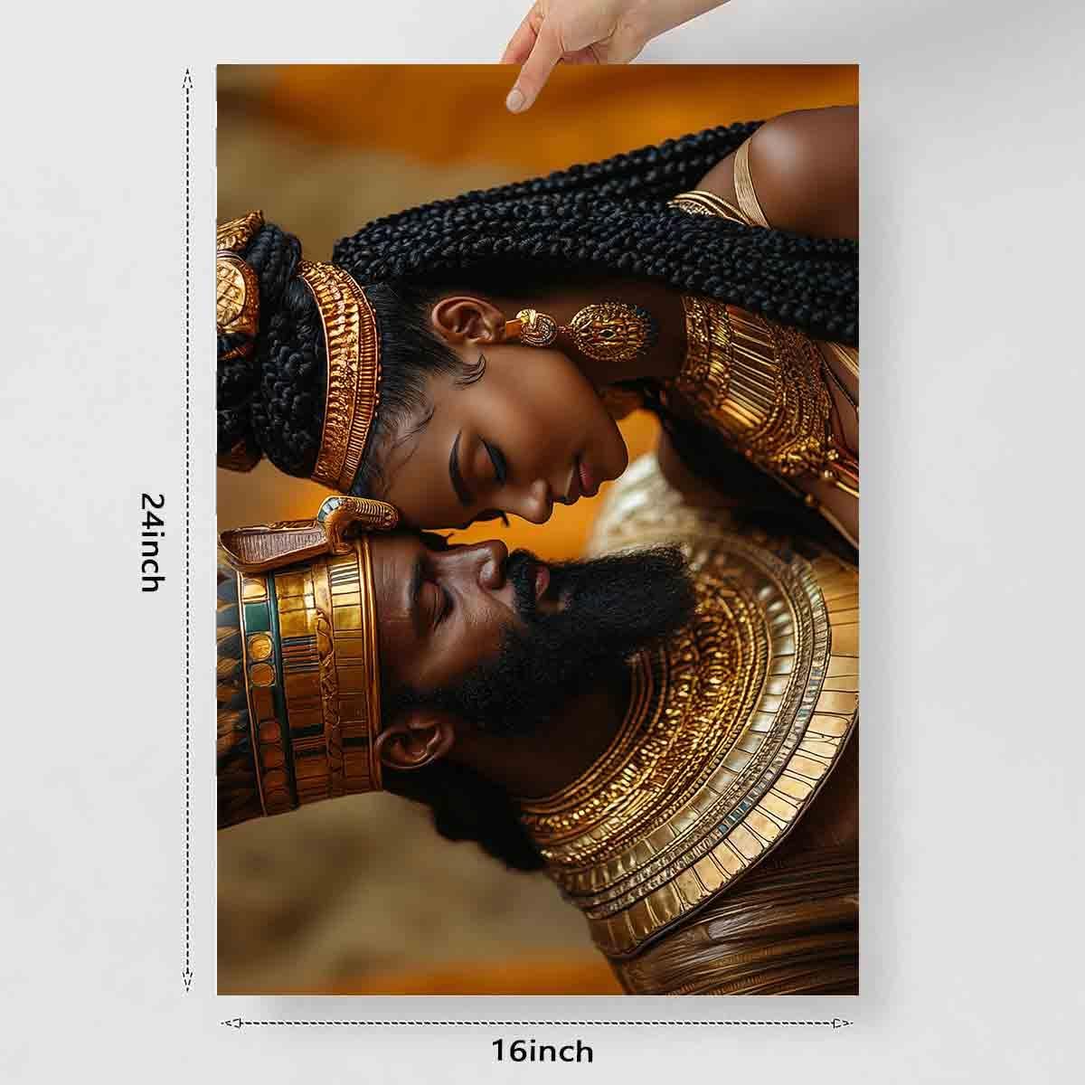 African American Wall Art Canvas King And Queen Wall Art Portrait Black Men And Women Painting Love Black Couple Painting Gold Crown African Woman Picture Abstract Living Room Decor 16x24inch No Frame