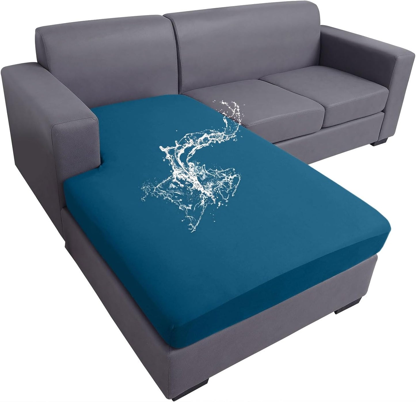 hyha Waterproof Couch Cushion Covers, Sectional Sofa Slipcovers Washable, L Shape Chaise Dog Couch Covers for Sectional Sofa, Universal Furniture Protector (1 Piece for Chaise XL, Deep Teal)