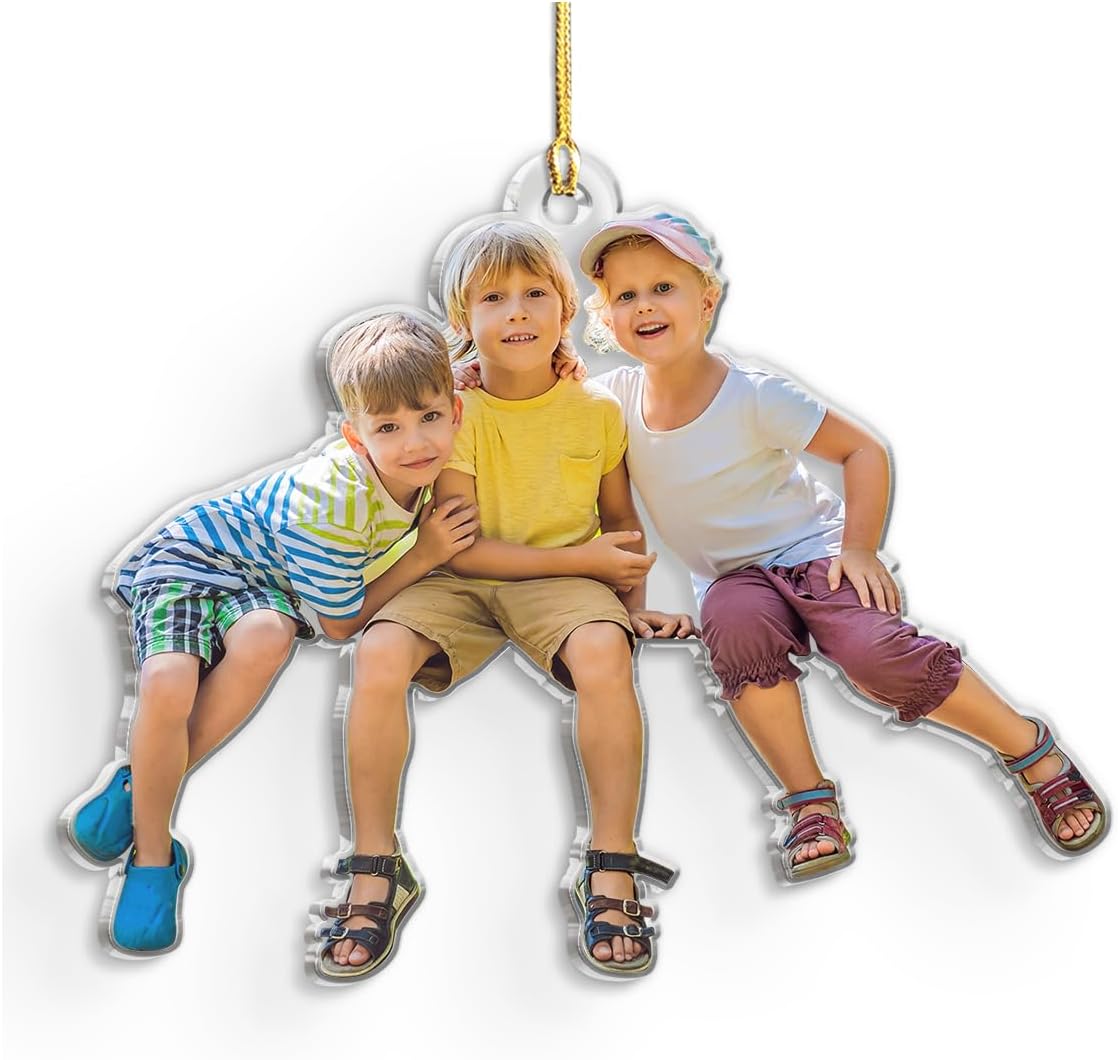 Personalized Baby Photo Ornament, Custom Ornament with Picture, Christmas Acrylic Ornament Gifts for Son Daughter, Sister Brother, Siblings, Boys Girls, Christmas Hanging Decor