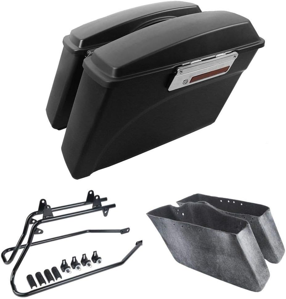 XFMT Hard Saddlebags Saddle Bag & Conversion Brackets For Harley Softail FatBoy 86-13
