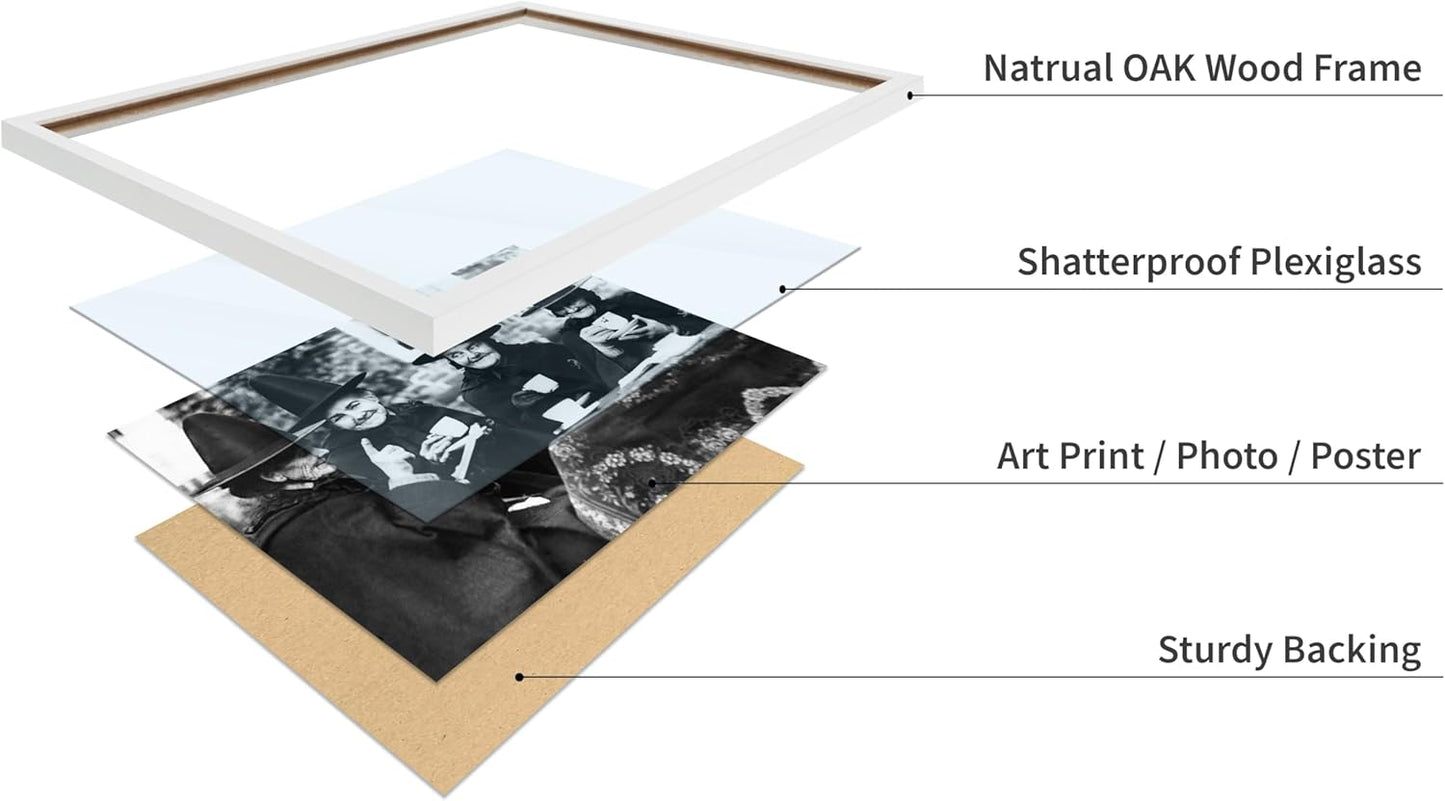 Poster Master Classic Photograph Poster - Vintage Halloween Print - Gift for Artist, Friend - Witches Tea Party, Old Women Smiling, Wearing Robes - Wall Decor for Living Room, 16x20 White Framed