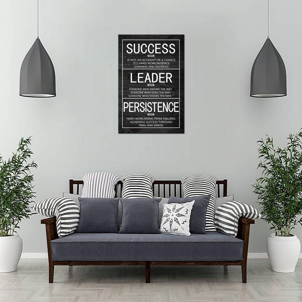 Success Leader Persistence Inspirational Wall Art Motivational Poster Inspiration Canvas Prints Artwork for Living Room Modern Home Decor Painting Stretched and Framed Ready to Hang [24''Wx 36''H]