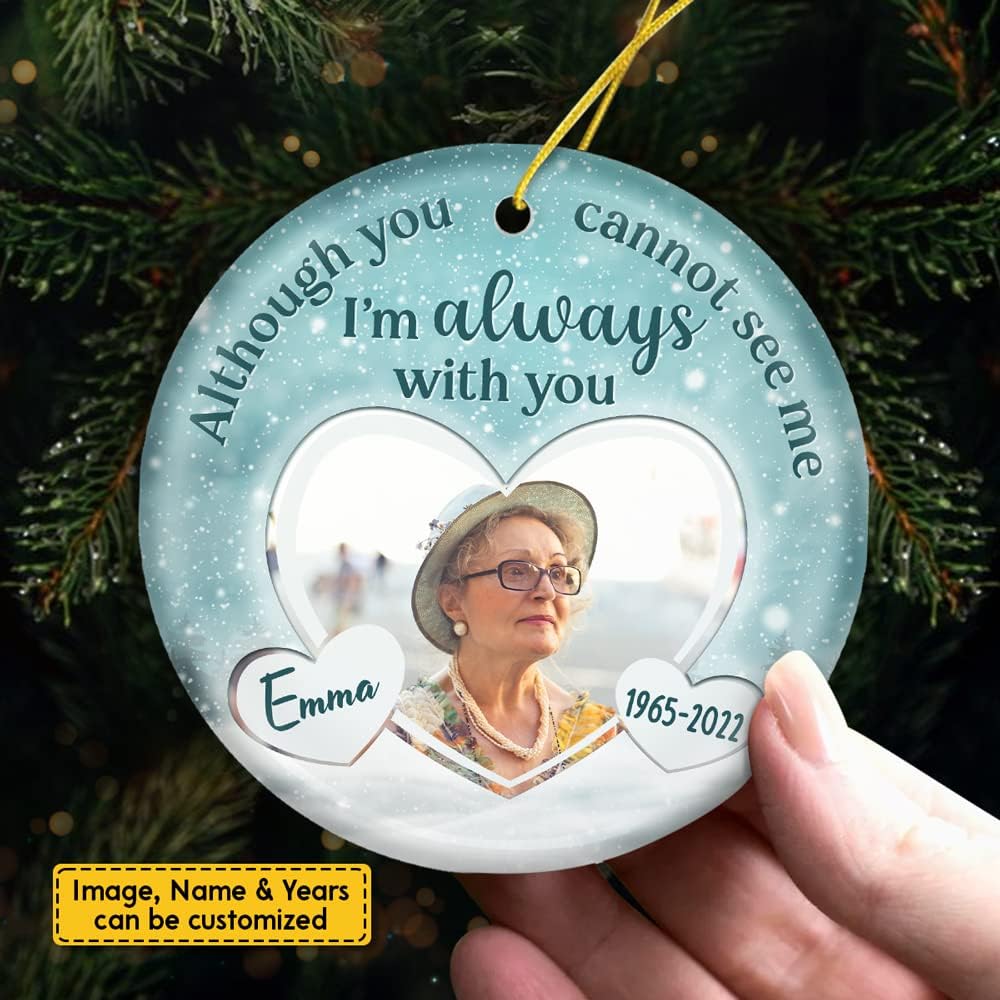 Pawfect House I'm Always with You, Personalized Christmas Memorial Sympathy Gifts for Loss of Dad, Mom, Photo Ceramic Ornaments, Christmas Memorial Ornaments for Loss of Loved One, Bereavement Gifts