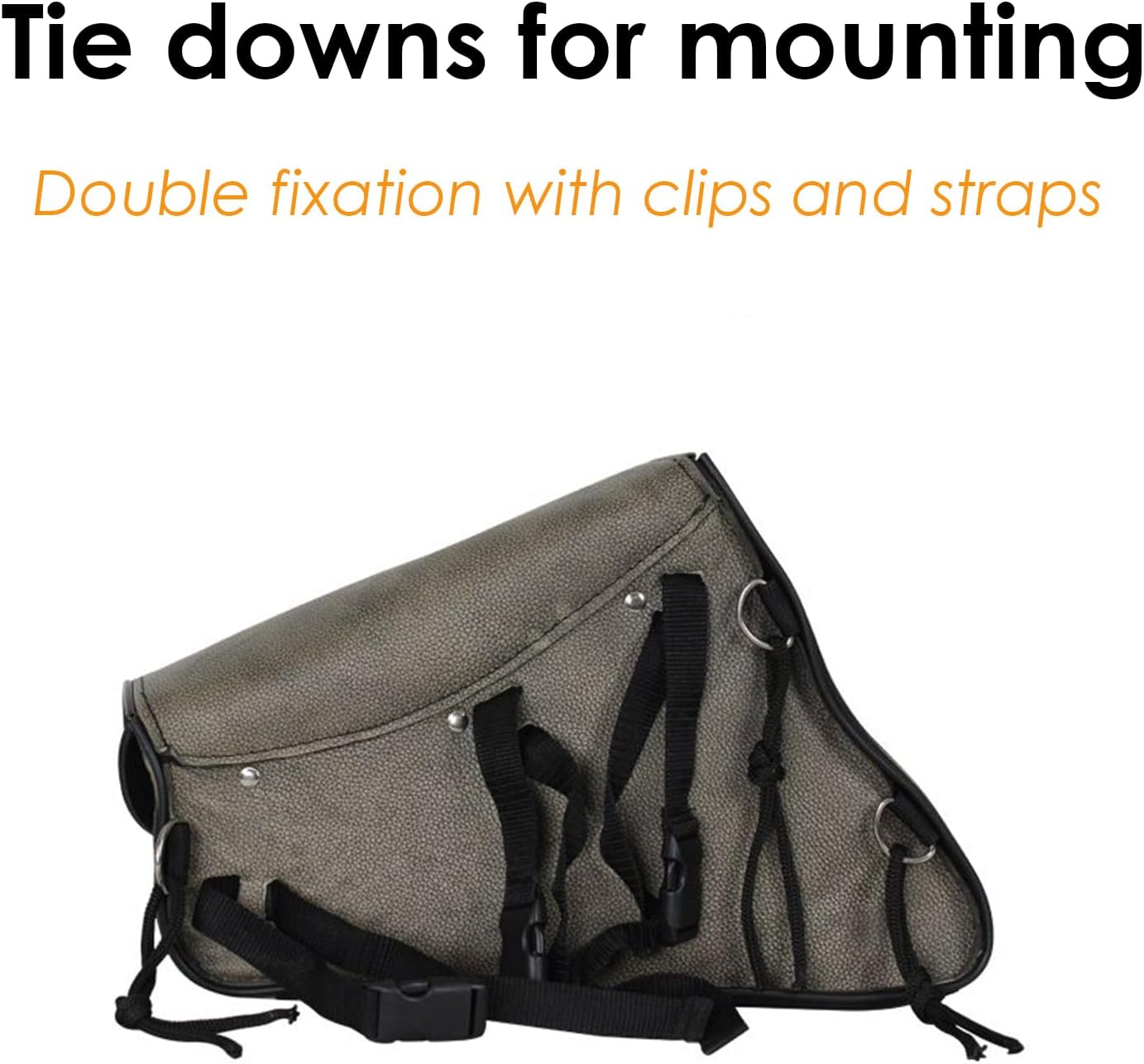 GARGOYLE BELLS Premium Naked Leather Swing Arm Bag For Motorcycle Left Side Solo Bags Saddle Bags For Softails Choppers (Style-2, Brown)