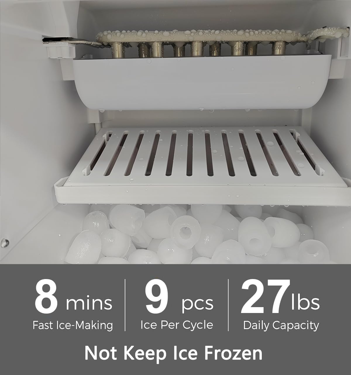 IKT 3 in 1 Water Cooler Dispenser with Ice Maker for 5 Gallon Bottle 27 lbs in 24 hrs 3 Temperature Night Light Perfect for Home Office White