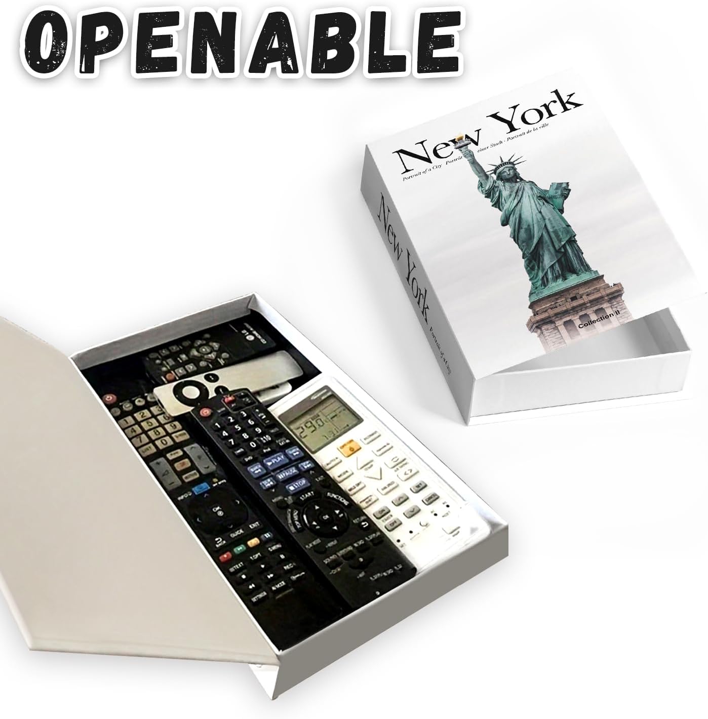 Decorative Storage Book Box – Hidden Storage for Remote Controls, Keys, and Small Items – Elegant Home Decor for Living Room, Bedroom, Coffee Table – Modern Style Faux Book Organizer (New york)