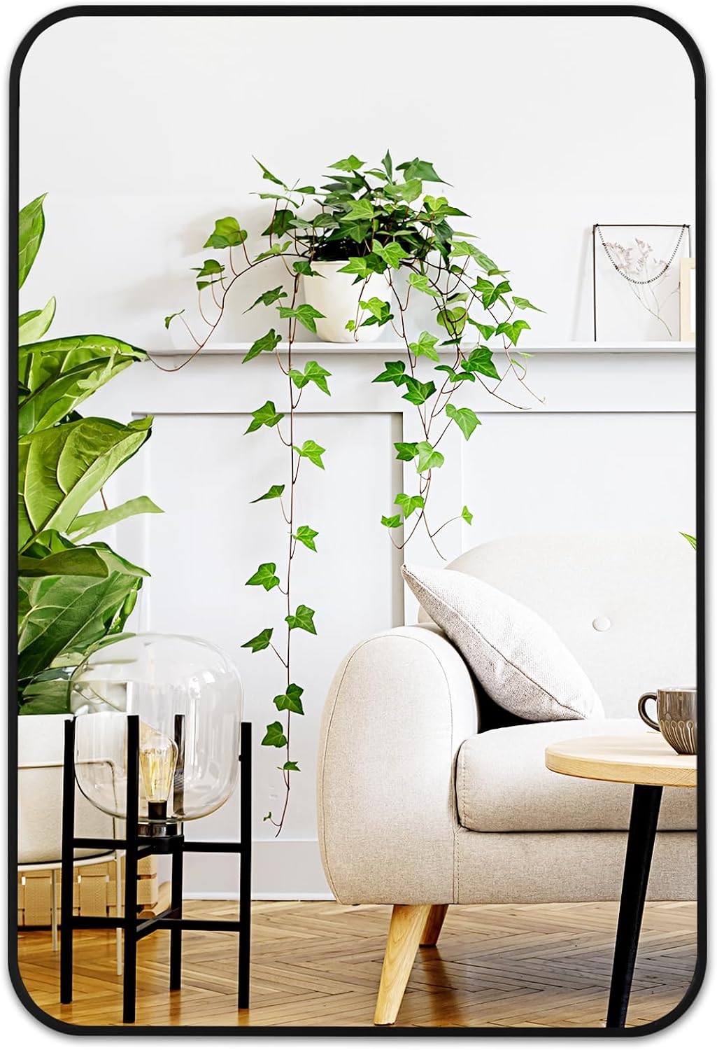 Fabuday Black Bathroom Mirror for Over Sink Wall - 24x36 Rectangle Mirror with Matte Metal Frame, Big Rounded Rectangular Vanity Mirrors for Bedroom, Living Room, Entryway, Horizontally/Vertically