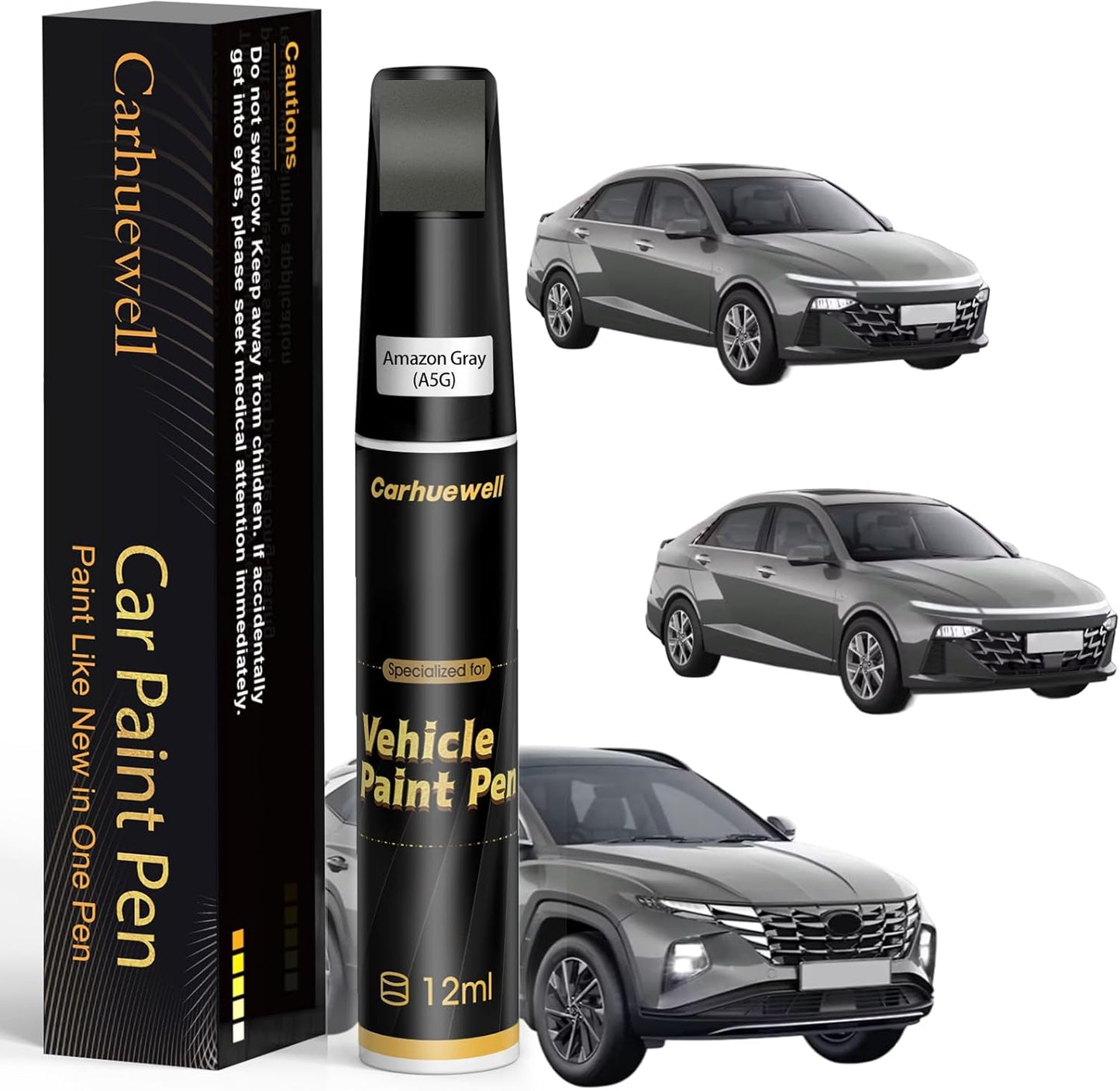 (A5G) Amazon Gray Touch Up Paint Compatible with Hyundai, Exact Match Car Paint Pen Automotive Scratch Repair Remover Kit Quick & Easy Solution for Vehicle Chips and Nicks