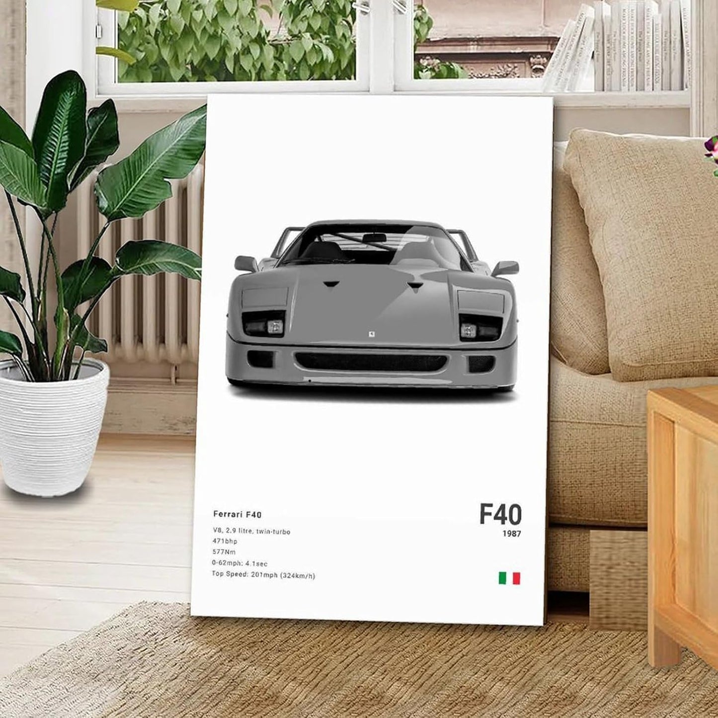 Farrari Car Posters For Walls Vintage Racing Car Canvas Prints For Home Decor Office Decor CFrame-style 16x24inch(40x60cm)
