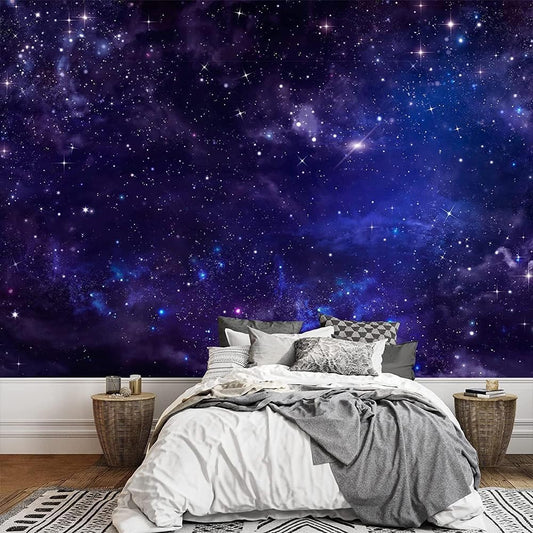 Custom Galaxy Space Wall Mural Starry 3D Wallpaper Night Sky Murals Outer Space Murals Bedroom Living Room Wallpaper