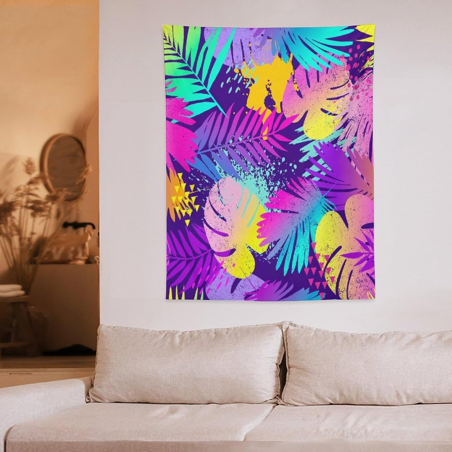 ICMOLYYENLO Palm Leaf Tapestry Wall Hanging, Tropical Leaves Plant Jungle Green Hawaiian Art Home Decor for Guest Bedroom Living Room Dormitory 40x60