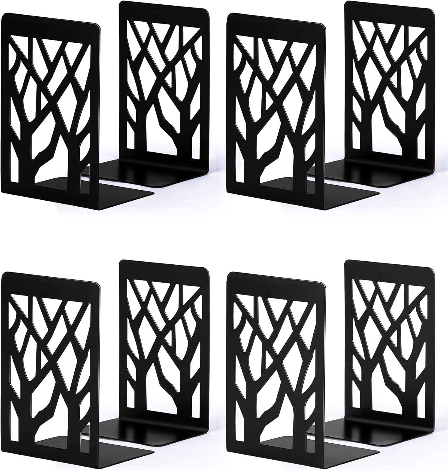 Decorative Metal Bookends Black Set of 4