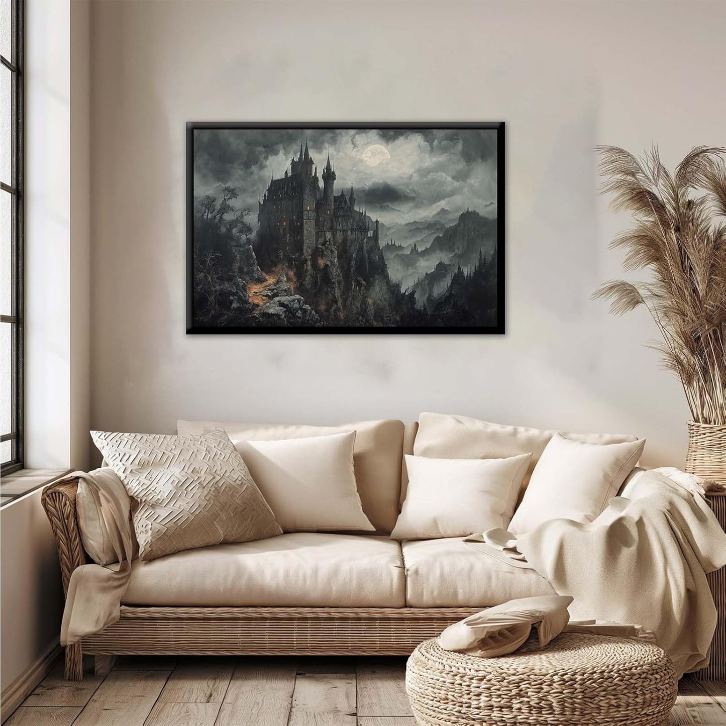 JFHCQJPK Vintage Castle Poster Dark Academy Victorian Gothic Castle Wall Art Poster Moody Mystical Art Print Suitable for Home Living Room Bedroom24x36in Metal blackFramed