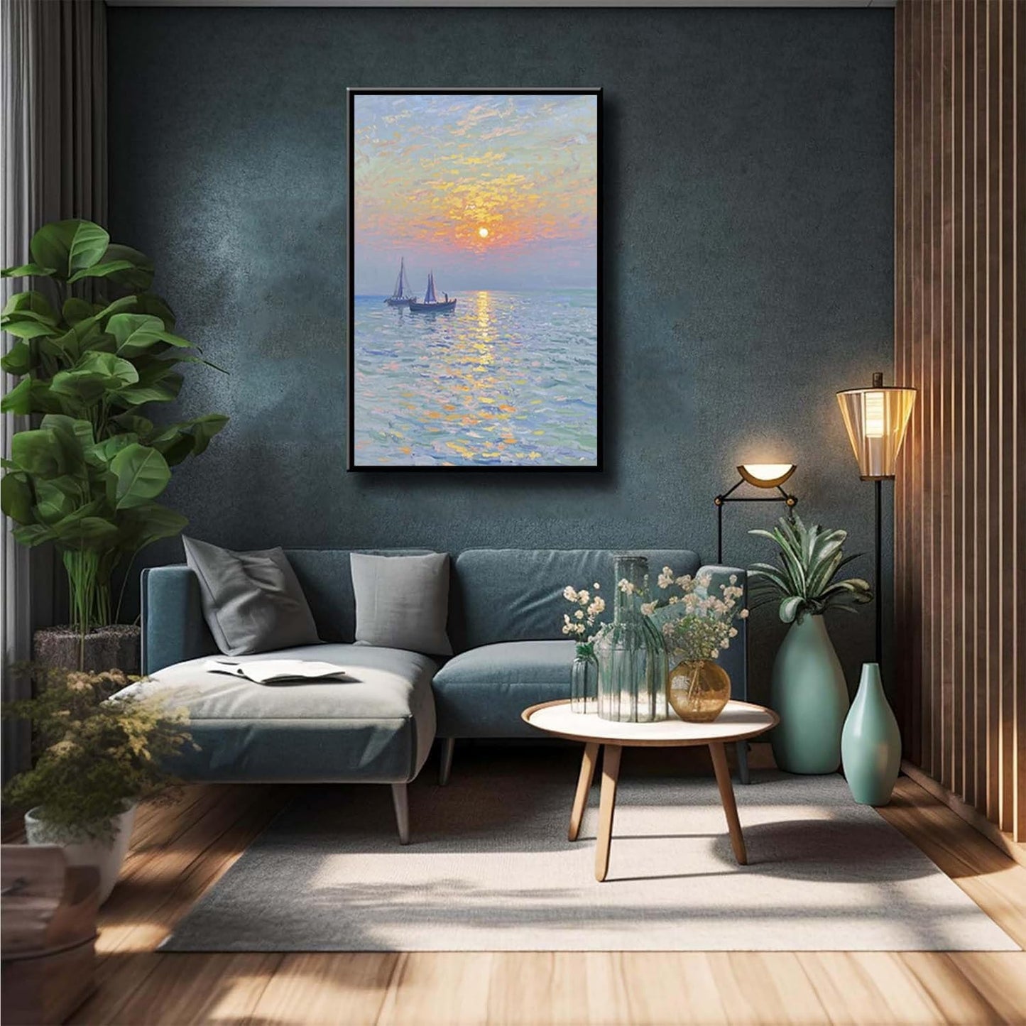 Coastal sailboat scenery poster art decor ocean nautical room decor beautiful sailboat seascape decor suitable for beach villa
