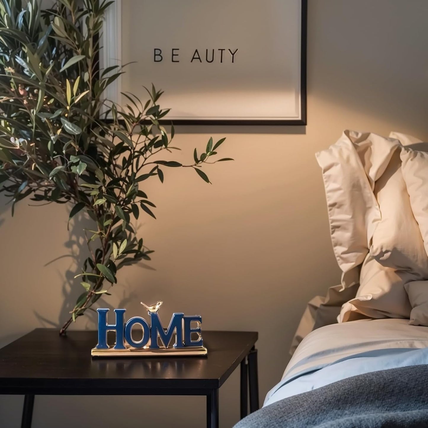 Love Sign Decoration,Blue and Gold Home Signs for Home Decor Statue,Modern Bird Sculpture Personalized Love Decor,Gold Style Figurine Decorative Ornaments for Living Room,Bedroom,Desktop