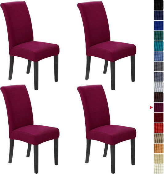 Howhic Stretch Chair Covers for Dining Room Set of 4, Removable Washable Dining Room Chair Covers, Dining Chair Slipcovers Seat Protector, Great for Home and Banquet Decor (Burgundy, 4 Pack)