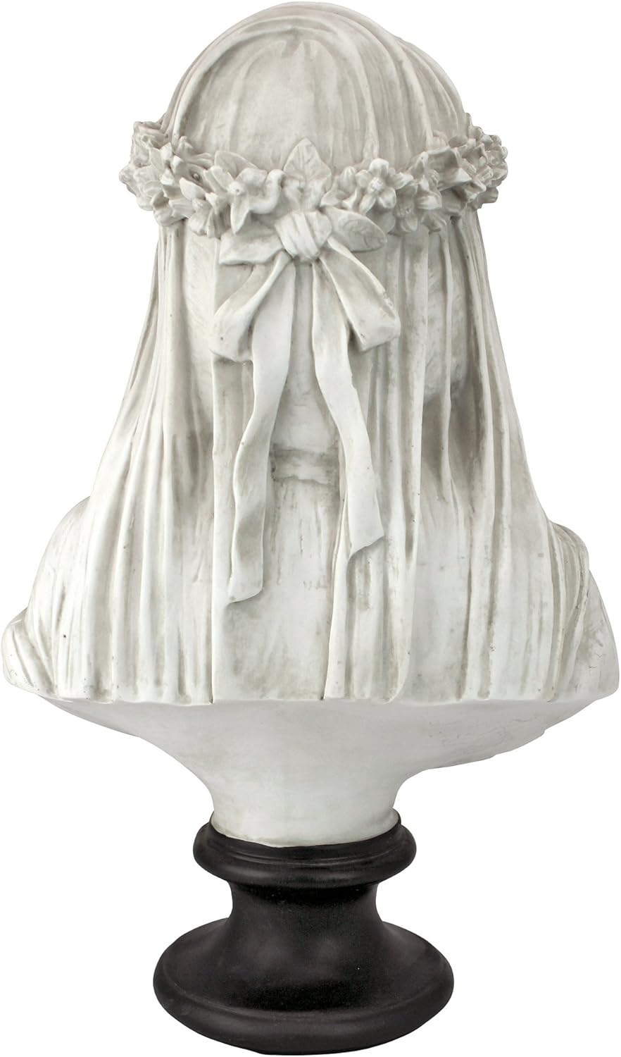 Design Toscano Veiled Maiden Indoor Bust Statue, 9 Inch Wide, 14 Inch Tall, Cast Stone Resin, Antiqued White Finish with a Black Painted Base