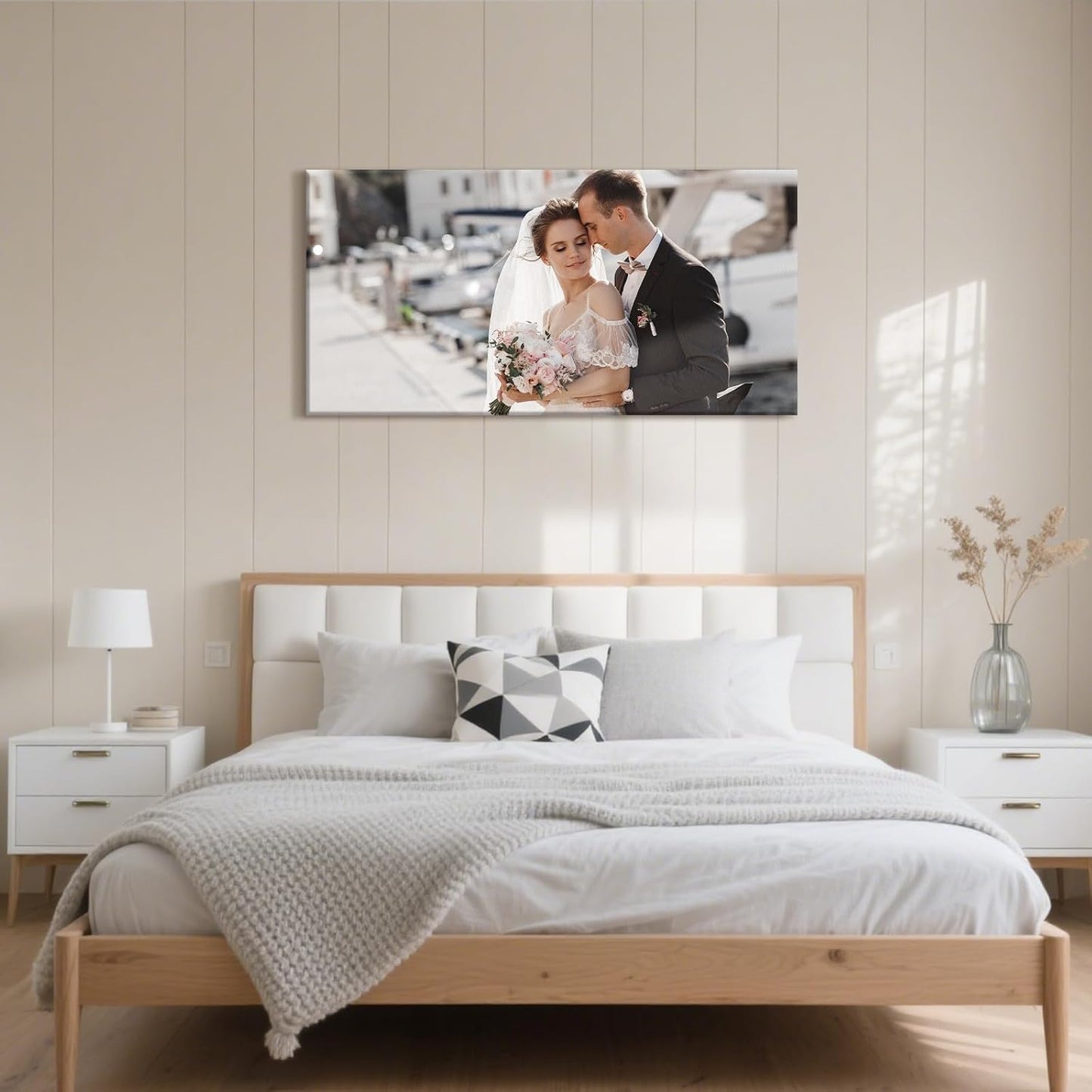 Personalized Custom Canvas Prints with Your Photos & Text, Customized Picture Print, Transform Own Images Into Framed Wall Art Digitally Printed Photo to Canvas, Keepsakes Gifts for Family 48x24’’