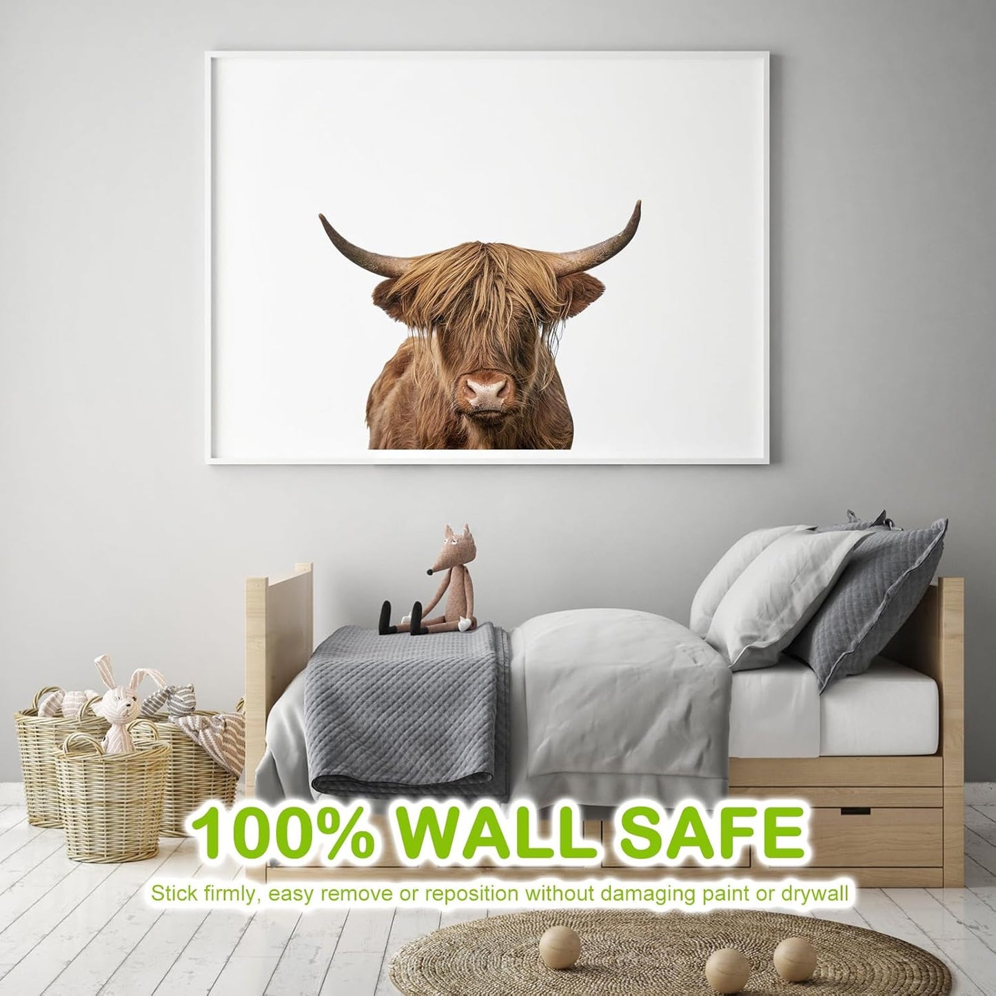 Highland Cow Wall Window Stickers Decor Scottish Cow Wall Decals Peel and Stick Funny Cow Wall Stickers Removable Cool Cow Farmhouse Kitchen Decoration Weird Gifts for Fiends Christmas