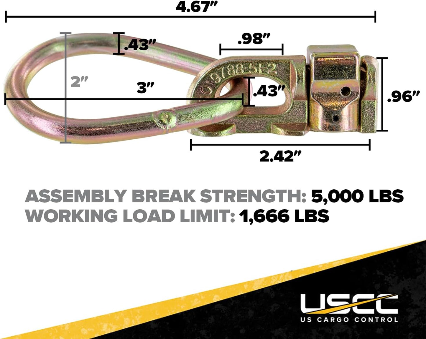 US Cargo Control Double Stud L Track Fitting with Pear Link (10 Pack) 5,000 Pounds Break Strength, Use with L Track Rails in Truck Bed or Trailer, Automatic Locking with Spring Release