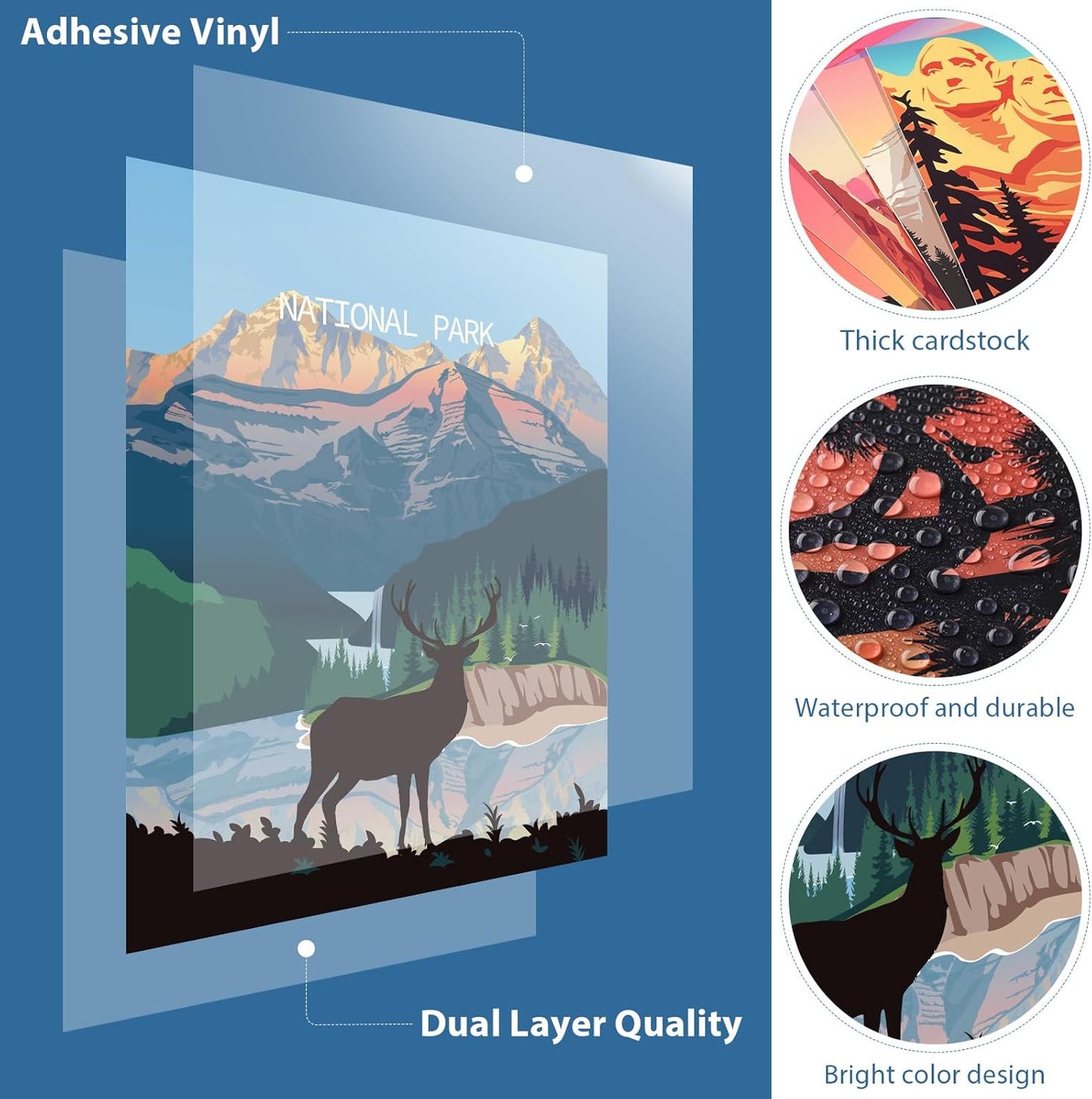 Outus 9 Pieces Vintage National Park Art Posters Prints Nature Art and Mountain Print Set Abstract Travel Unframed for Hikers Campers Living Room Decor, 8 x 10 Inch(National Park)