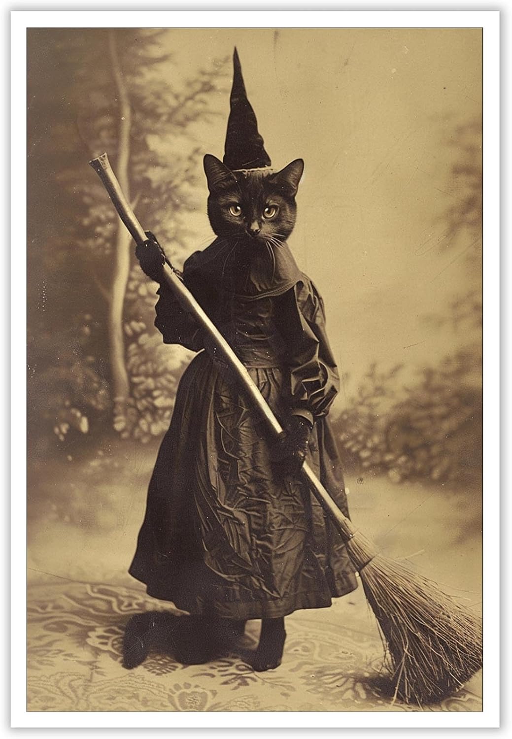 Halloween Decor Posters Black Cat Witch Canvas Wall Art Vintage Spooky Print Of Gothic Room Family Dark Academia Decorations Creepy Picture Poster Aesthetic 24X36inch Unframed