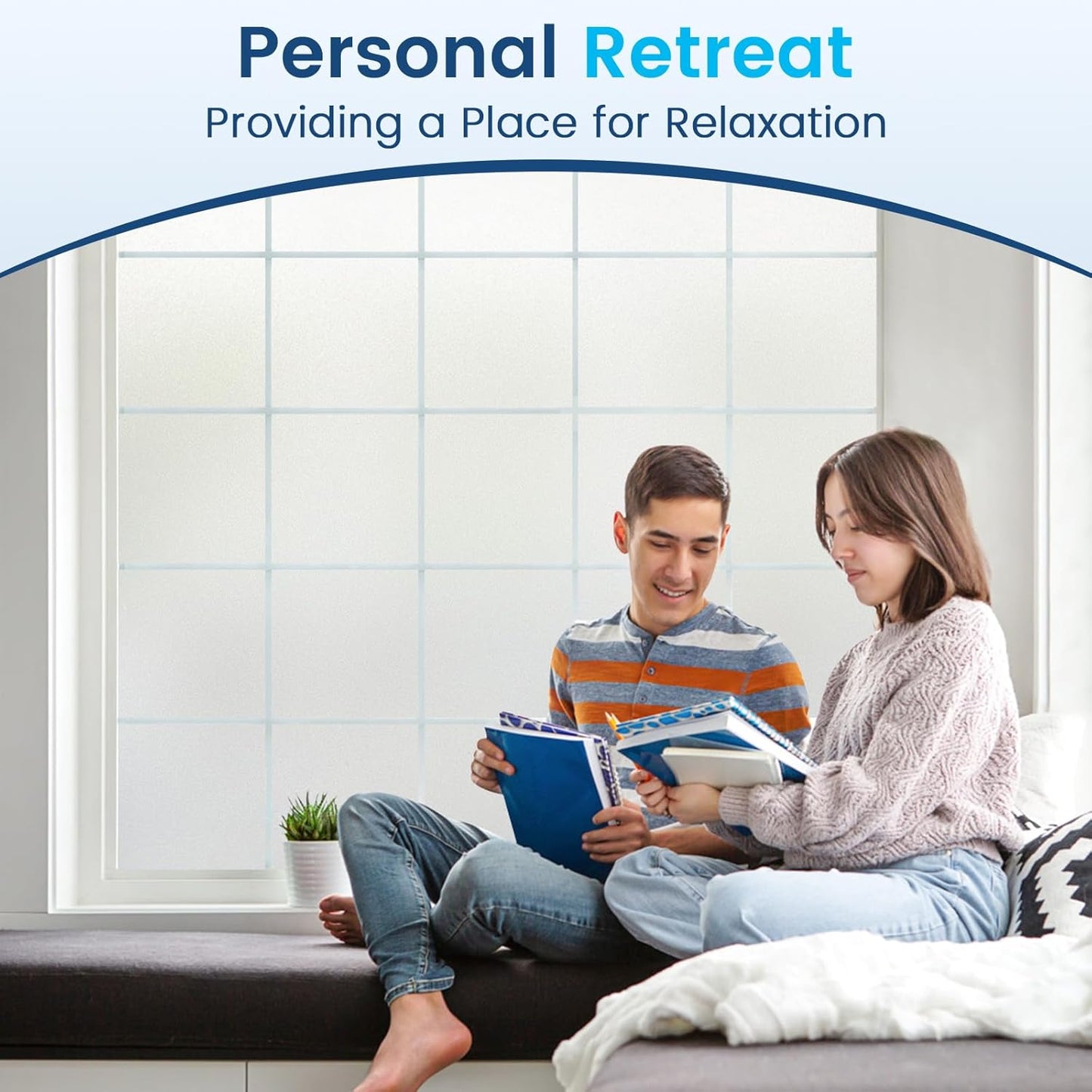 DOWELL Window Privacy Film, Frosted Glass Window Film, Static Cling Non-Adhesive Glass Clings, Sun Blocking Opaque Door Coverings, Reusable Door Sticker for Bathroom Home Office, White, 23.6" x 78.7"