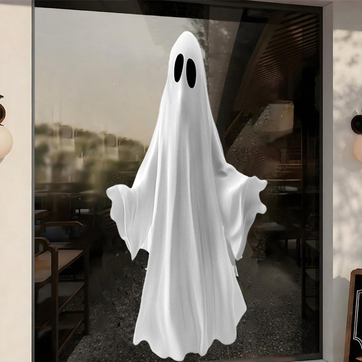 Halloween Window Clings for Glass 1 Sheets Ghost Window Decals Spooky Window Stickers Reusable Windows Cling for Halloween Fall Party Supplies Home School Office Glass Decorations