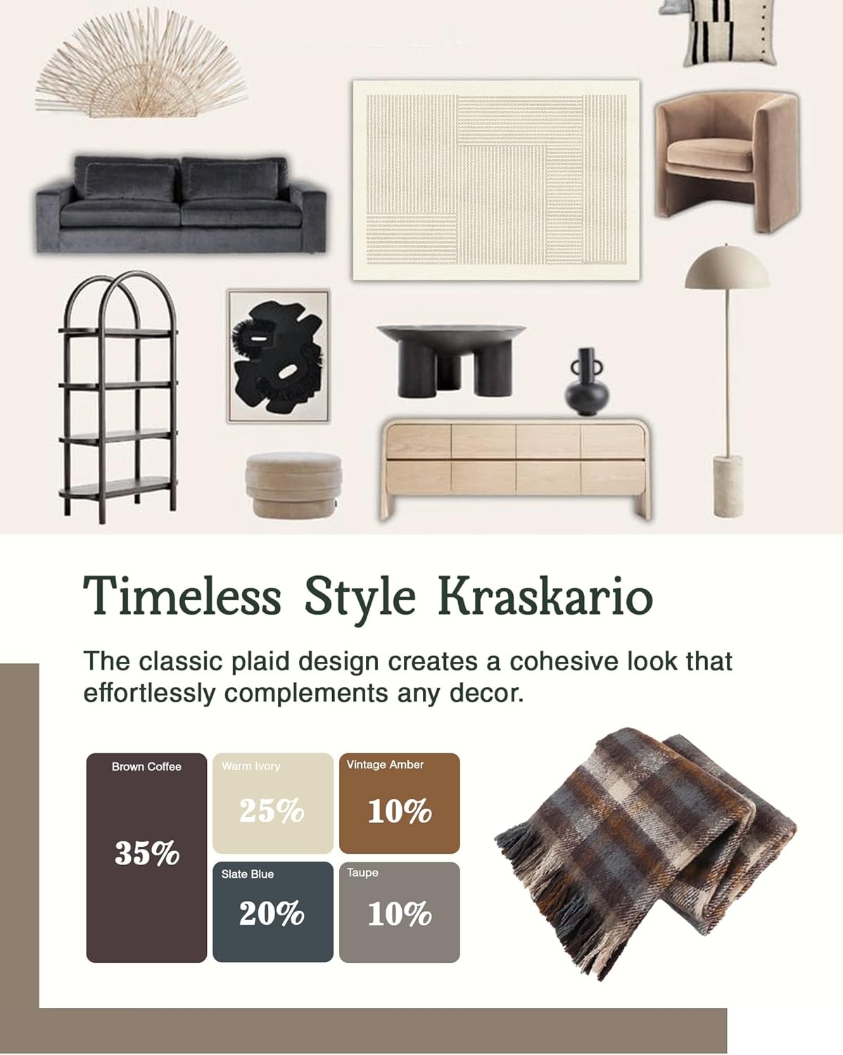 ZonLi Brown Throw Blanket, 50" x 60" Fall Decorative Classic Blankets with Tassel for Couch, Bed, Sofa, Chair, Outdoor, Cozy Warm Lightweight Blankets (Brown)