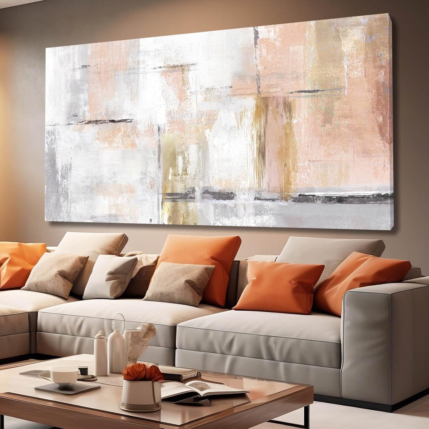 SOUGUAN Canvas wall Art Gold Wall Decor Bedroom Pink Pictures Wall Decoration Artwork Abstract Wall Art large Modern Painting Pictures for Living Room Home Kitchen Office (30x60, Pink)