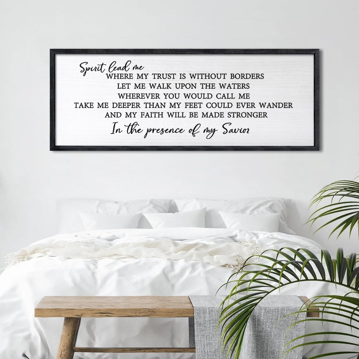 Spirit Lead Me Wall Art Decor 24×10 Inch Christian Scripture Office Inspirational Lyrics Ready to Hang Wooden Framed Sign (Black)