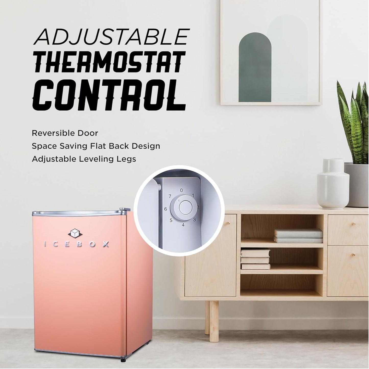 IBCR25BLS Compact, Energy Star Certified Small, Single Door Mini Fridge with Freezer Refrigerator, Large (2.5 cu ft), Blush Red