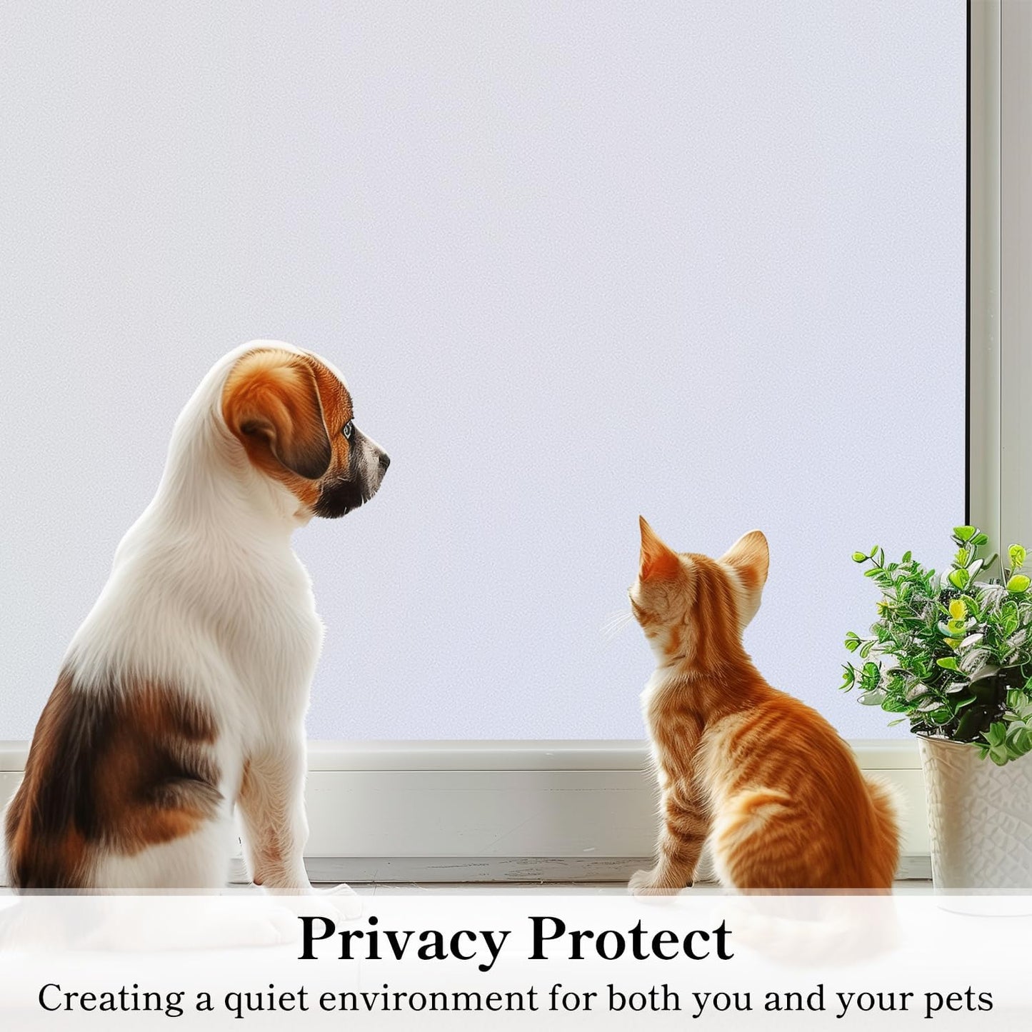 DUOFIRE Privacy Window Film Frosted Glass Film Matte White Static Cling Glass Film No Glue Anti-UV Window Sticker Non Adhesive for Privacy Office Meeting Room Bathroom Living Room DS001W 47.2x78.7in