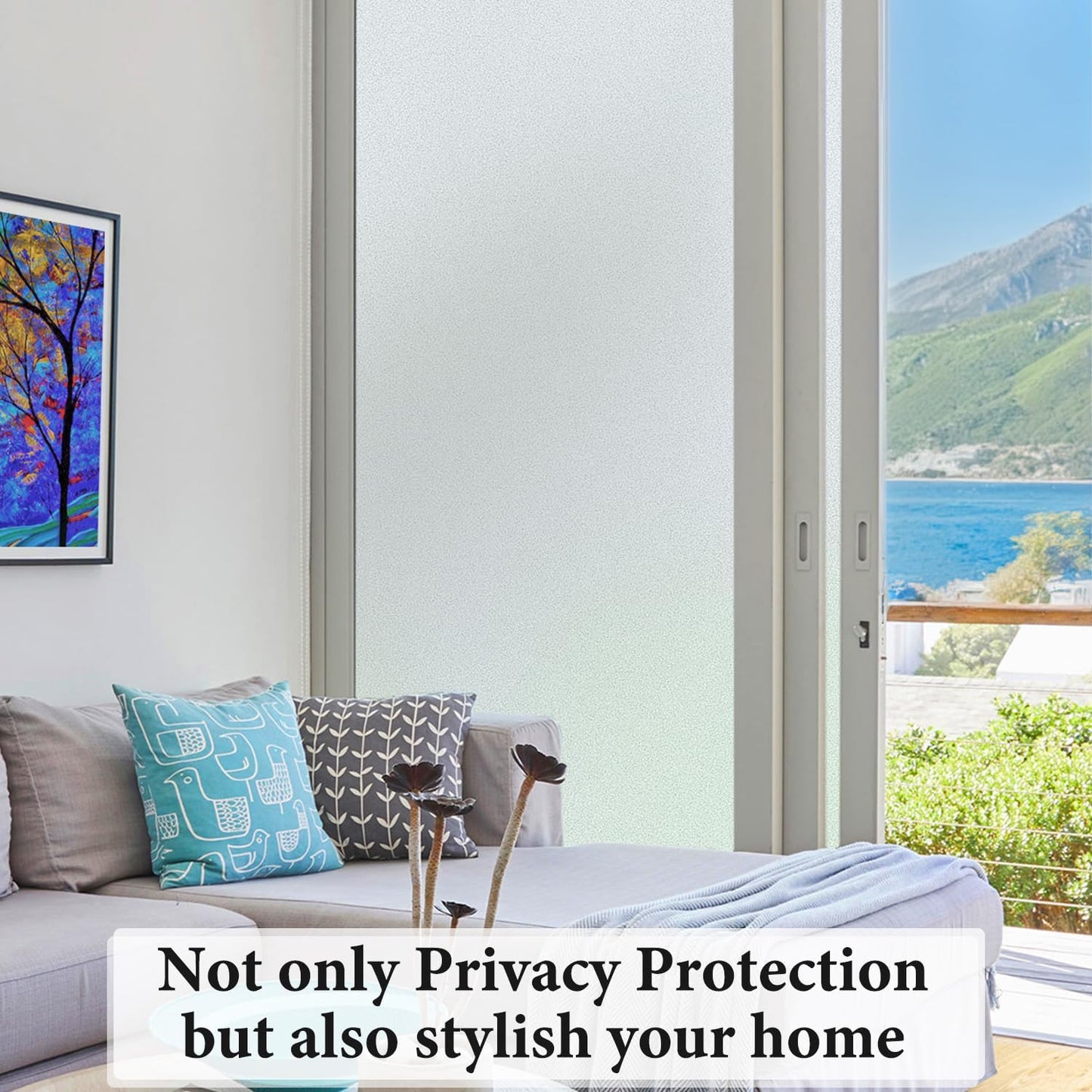 DUOFIRE Privacy Window Film Natural Frosted Glass Film Static Cling Glass Film No Glue Anti-UV Window Sticker Non Adhesive for Privacy Office Meeting Room Bathroom Living Room 47.2in. x 157.4in. S001