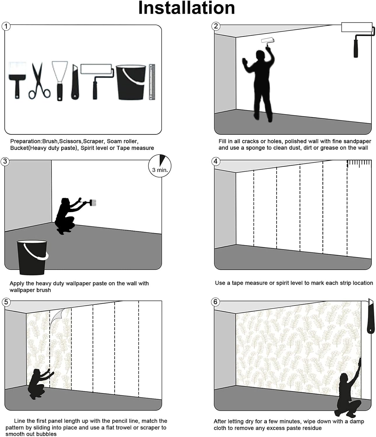 Cute Forest Animals Green Plants Trees Grasslands Composition Watercolor Mural for Interior Wall Decoration（Not Peel and Stick）