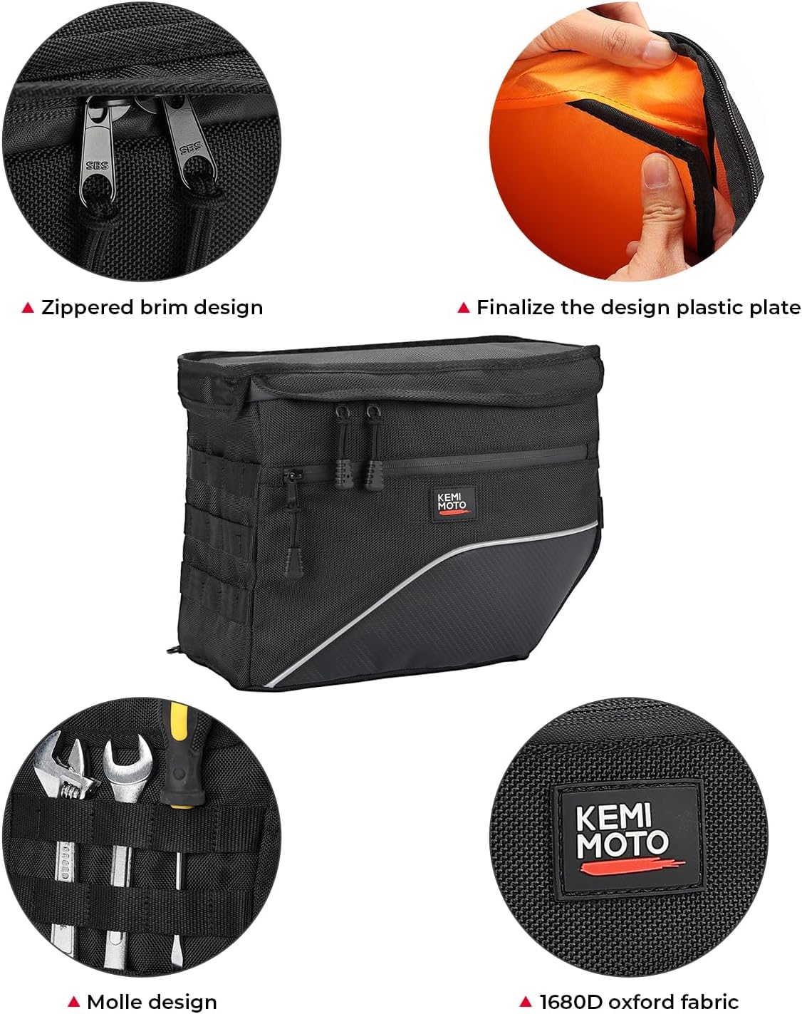 KEMIMOTO Upgrade Motorcycle Saddle Bags Middle-Sized Throw Over Saddlebags Orange Liner Scooter Panniers 26L Universal Compatible with Softail Sportster Cruiser Motorbike Dirt Bike