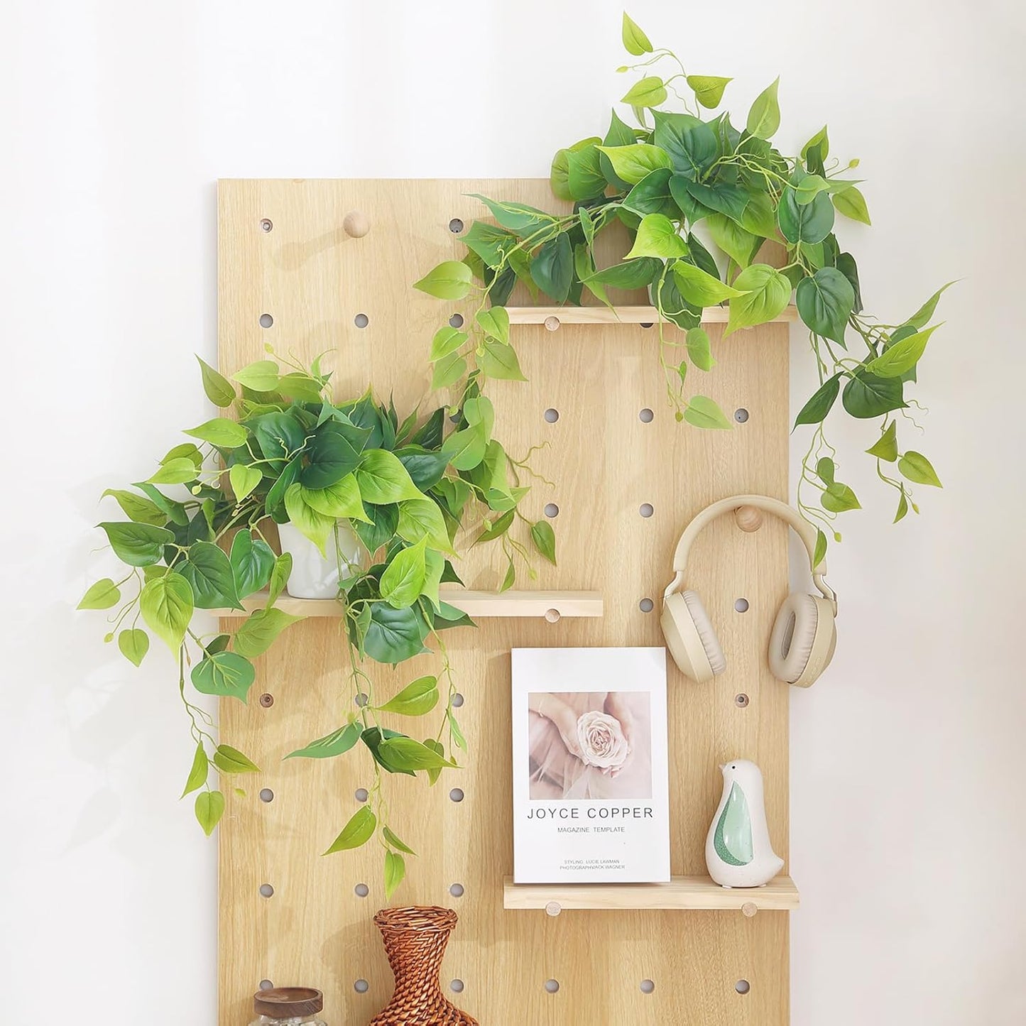 Tiita 2 Pack Fake Plants Artificial Scindapsus Aureus in Pots, Realistic Fake Greenery Potted Plants for Home Office Desk Window Sill Bathroom Bedroom Outdoor Indoor